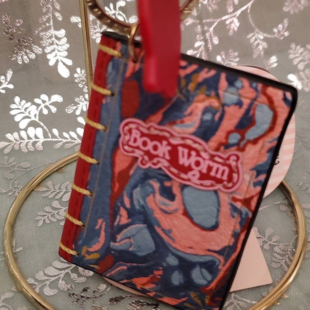 Vendula London "BookWorm" Mini Book Key Charm -Blue & Coral *Discontinued/ Rare* - Picture 3 of 7